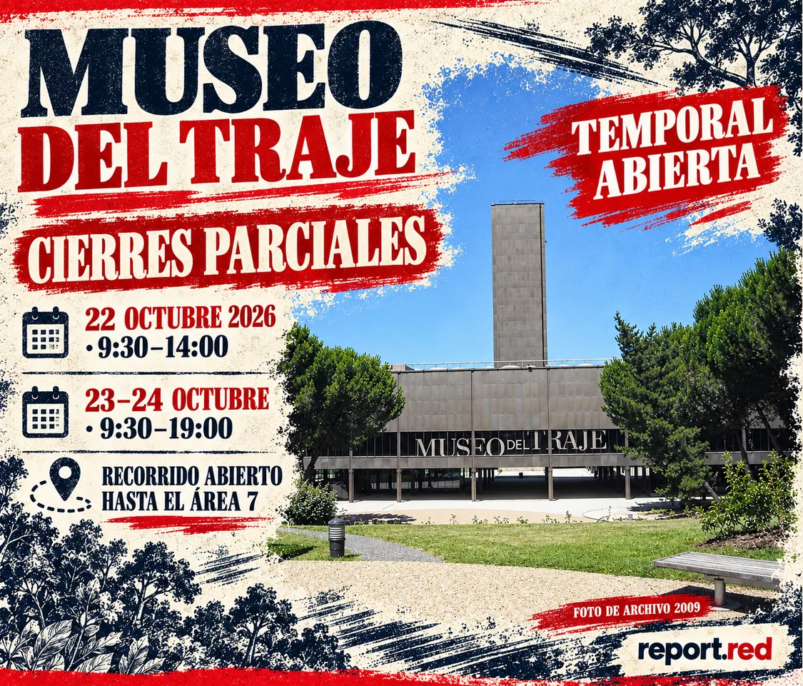 Museo del Traje: cierres parciales del 22 al 24 de octubre de 2026, con fotografía de archivo del exterior de 2009