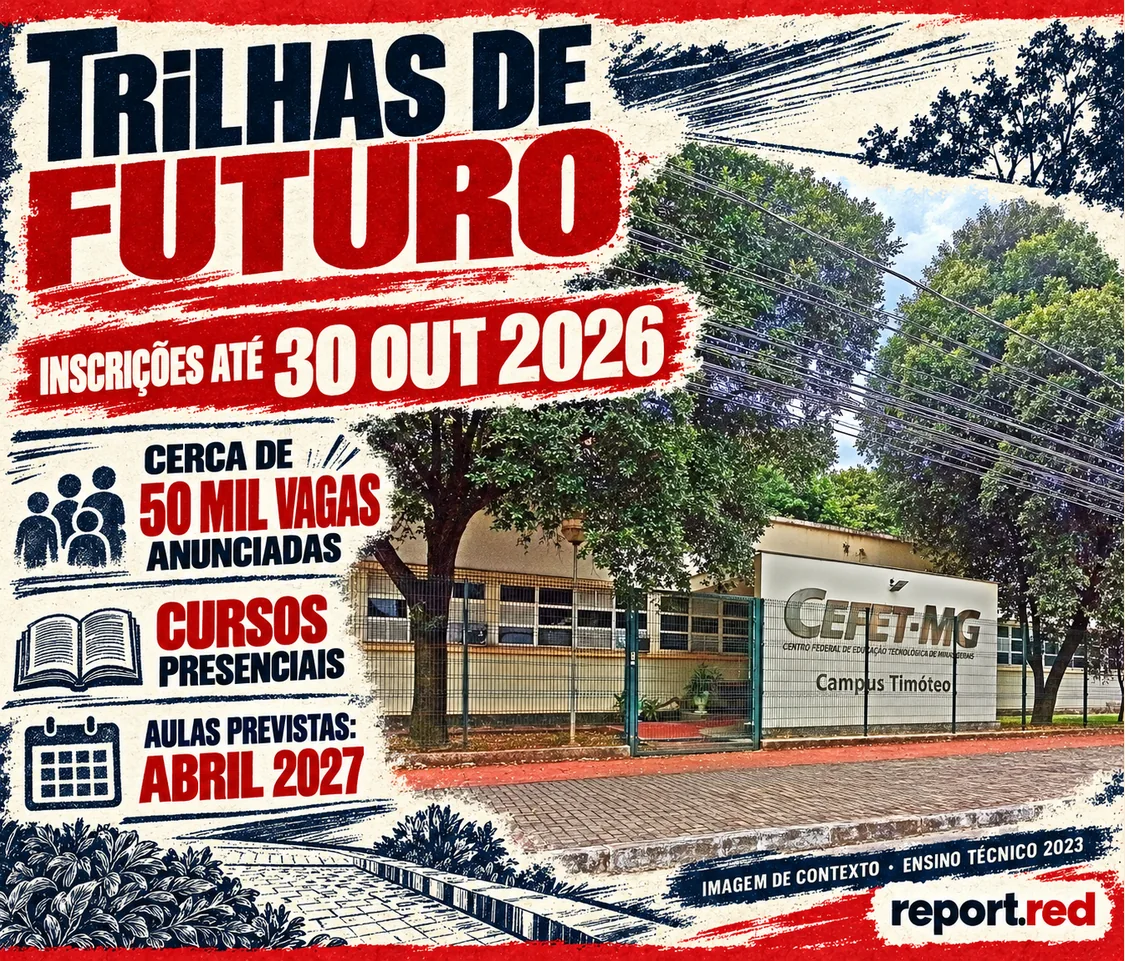 Trilhas de Futuro, prazo de inscrição 30 de outubro de 2026 e cerca de 50 mil vagas anunciadas; imagem de contexto do ensino técnico de 2023