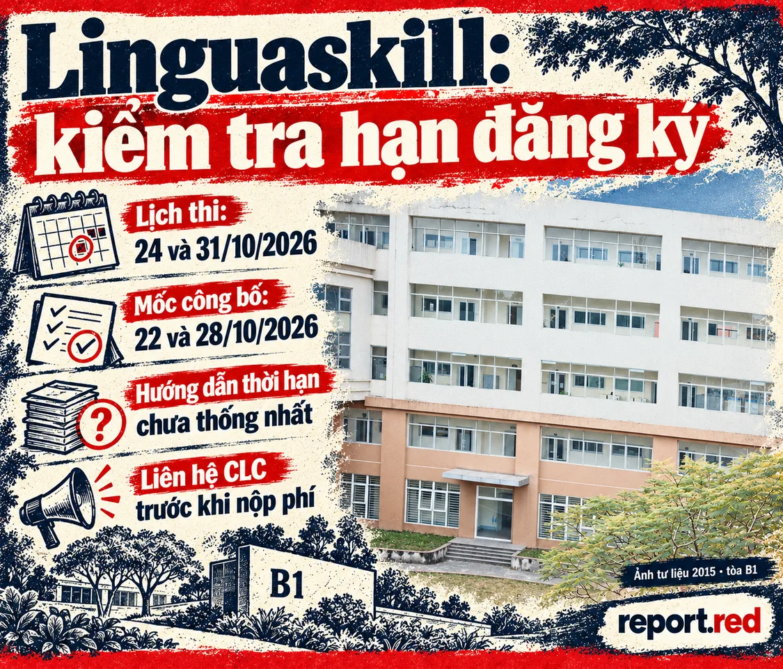 Linguaskill tháng10/2026: lịch thi24và31/10, thời hạn đăng ký cần xác nhận; ảnh tư liệu tòaB1năm2015