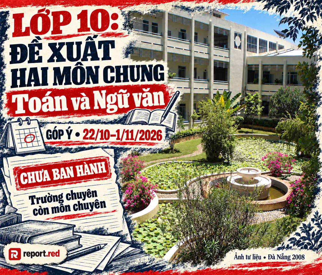 Bìa dự thảo tiếp nhận lớp10 hai môn chung Toán Ngữ văn, góp ý22/10–1/11/2026, chưa ban hành; ảnh tư liệu trường Lê Quý Đôn2008