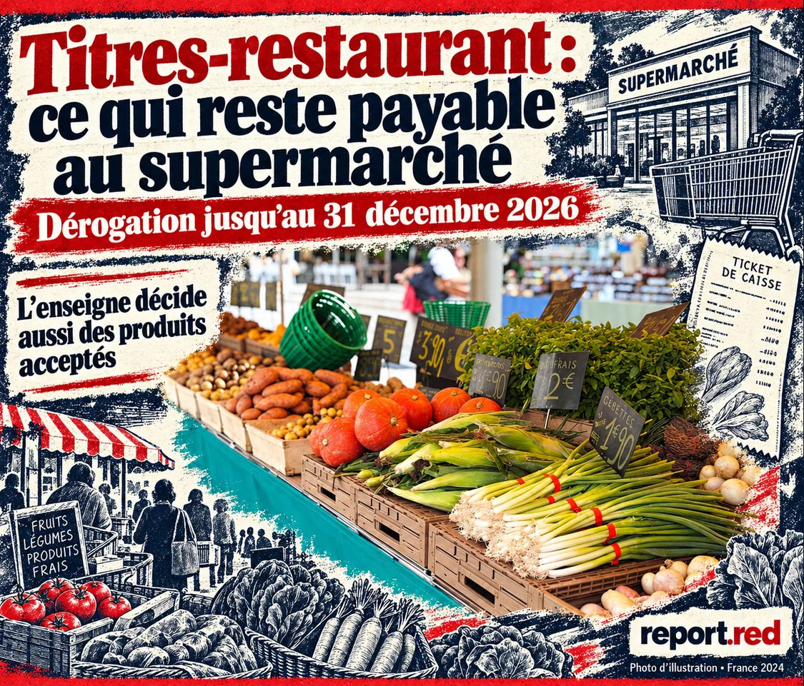 Titres-restaurant : le produit autorisé peut encore être refusé en caisse — photographie d’illustration 2024 et dessins navy et rouge