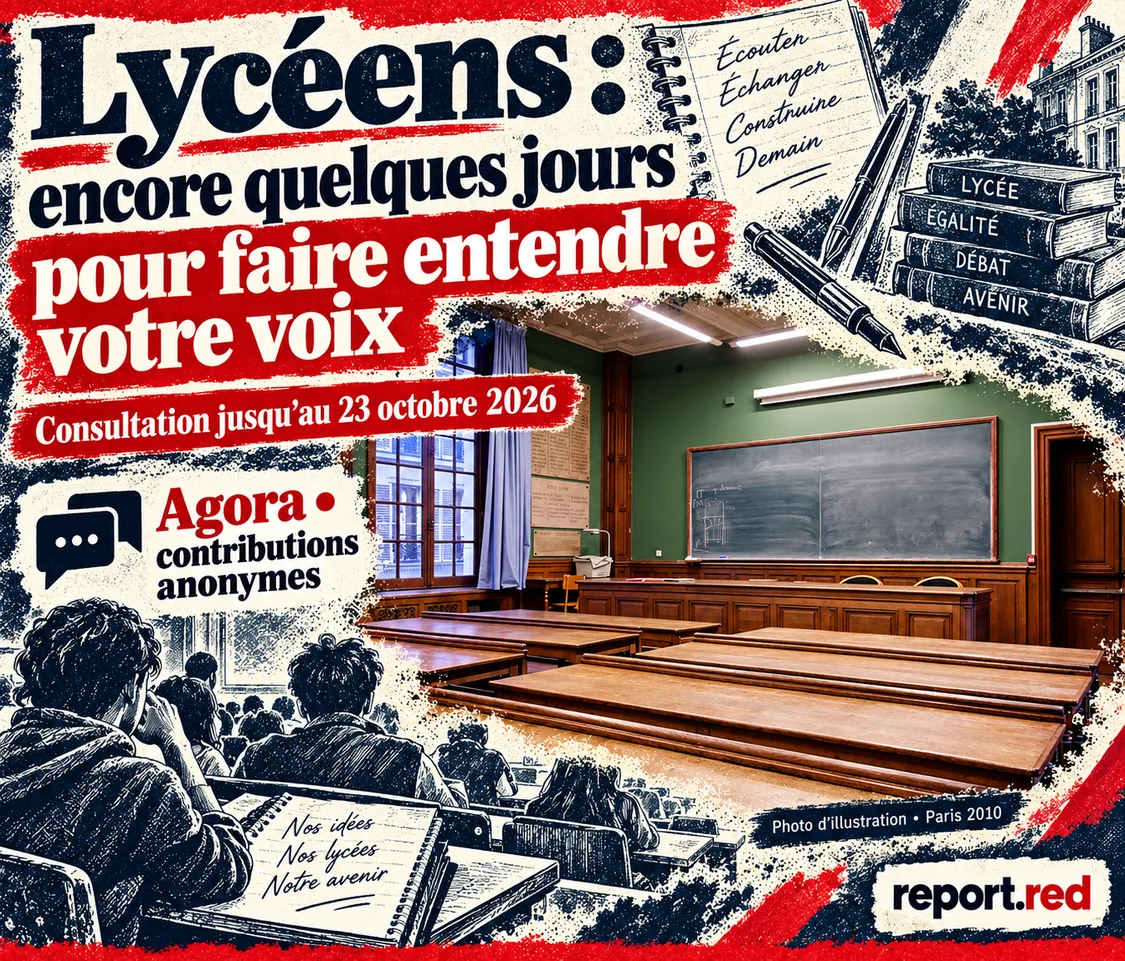 Lycéens : la consultation Agora ferme le 23 octobre, voici comment rendre votre réponse utile — photographie d’illustration 2010 et dessins navy et rouge