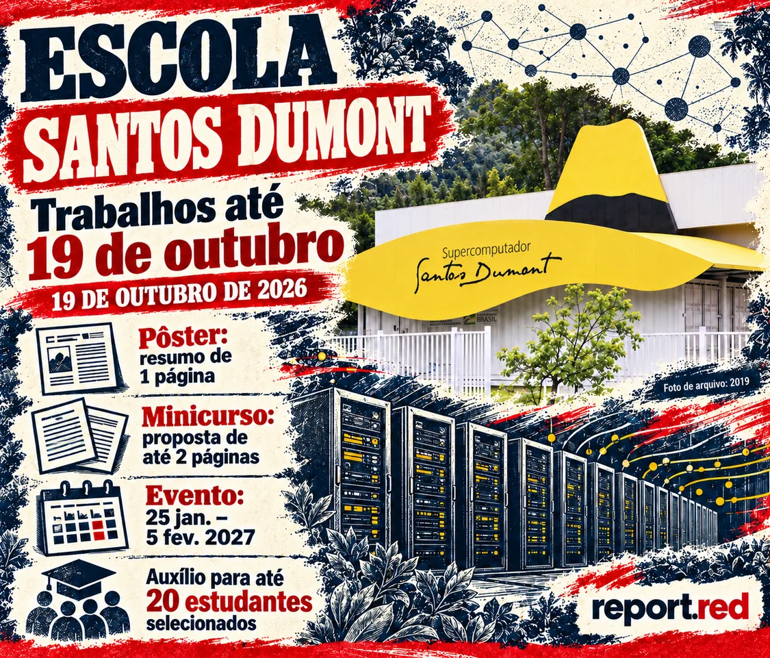 Prazo de 19 outubro 2026 para trabalhos da Escola Santos Dumont com foto de arquivo do centro em 2019