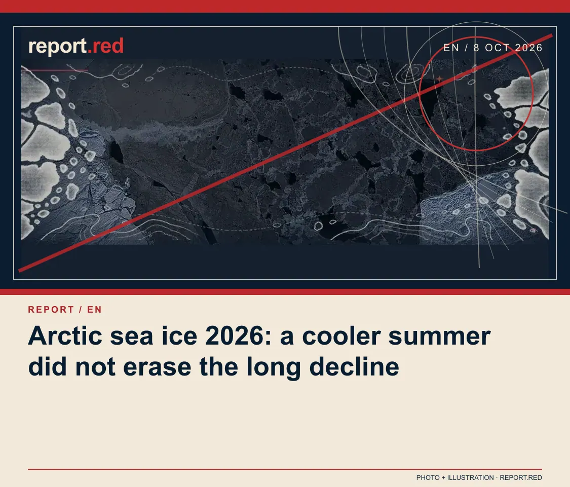 Arctic sea ice 2026: a cooler summer did not erase the long decline — report.red photo and illustration social cover, 2026-10-08