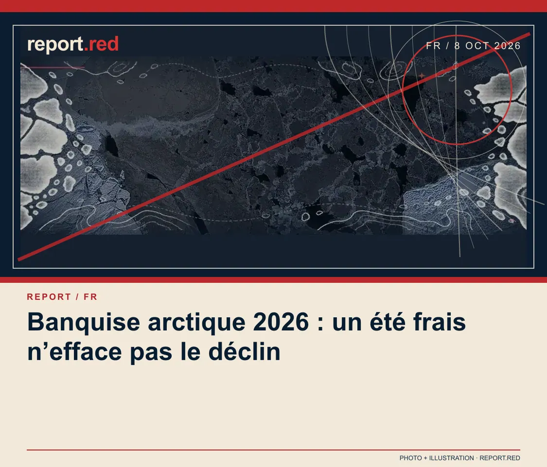 Banquise arctique 2026 : un été frais n’efface pas le déclin — report.red photo and illustration social cover, 2026-10-08