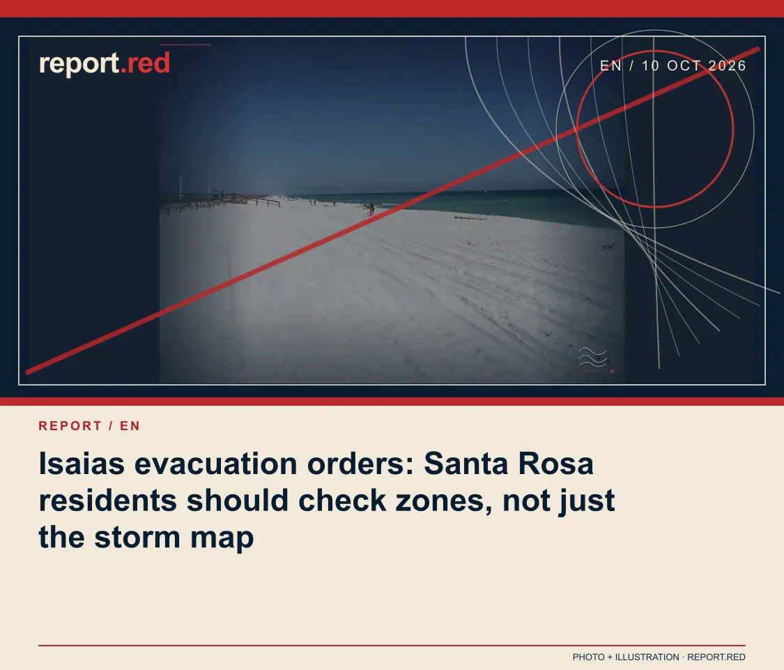 Isaias evacuation orders: Santa Rosa residents should check zones, not just the storm map — report.red photo and illustration social cover, 2026-10-10