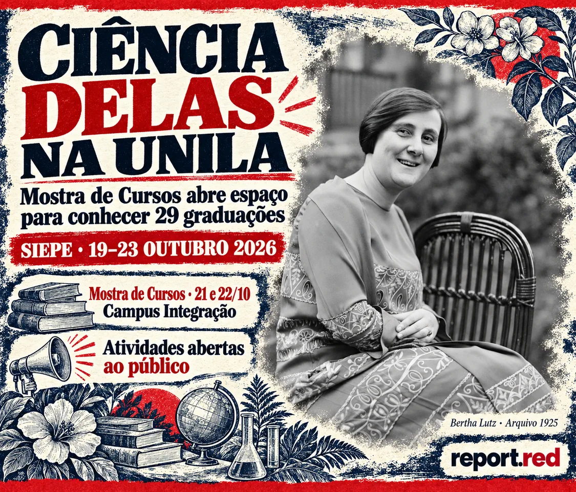 Ciência Delas na UNILA: SIEPE de 19 a 23 de outubro de 2026; Mostra nos dias 21 e 22 no Campus Integração; retrato de arquivo de Bertha Lutz, 1925